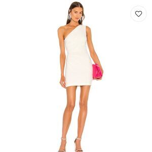Michael Costello x REVOLVE Ava Mini Dress Ivory White One Shoulder